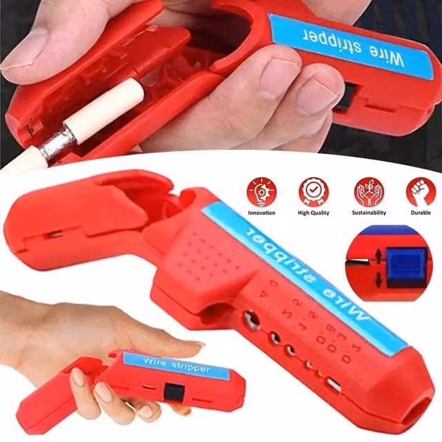 SPETLEK Red Coaxial Cable Wire Stripper and Round Stripping Tool