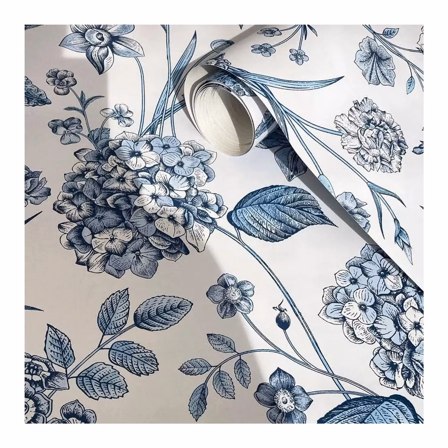 Rasch Amelie Hydrangea Floral Botanical Wallpaper in Blue – 3