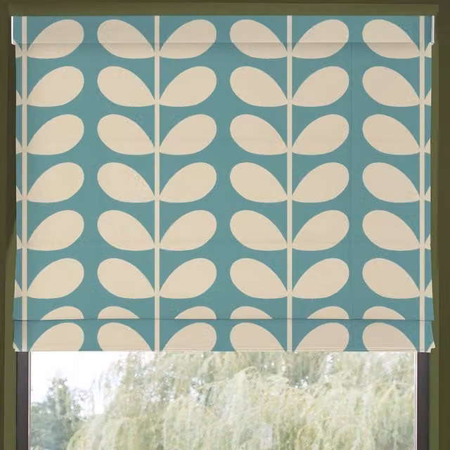Orla Kiely Jumbo Solid Stem Made to Measure Blackout Roman Blind in Duckegg Blue
