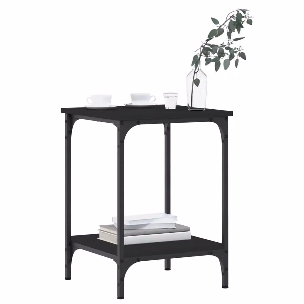 Berkfield Home Black Square Coffee Table in Engineered Wood W/D/H: 40 x 40 x 55 cm – 3