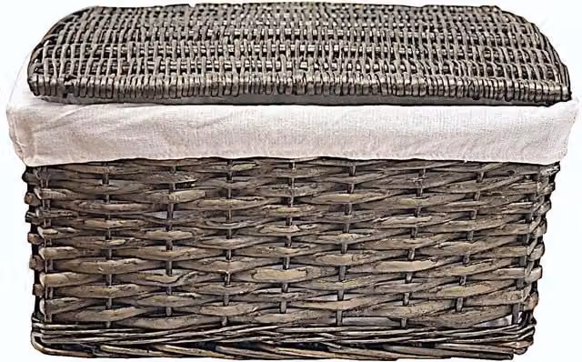 Topfurnishing Lidded Wicker Storage Basket with Lining in Brown, Width: 24 cm