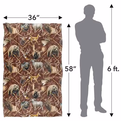 JQ Licensing Big Game Elk, Deer and Bear Hunting Pattern Super Soft Fleece Throw Blanket, Multicolour, W/D/H: 91 x 147 cm – 4