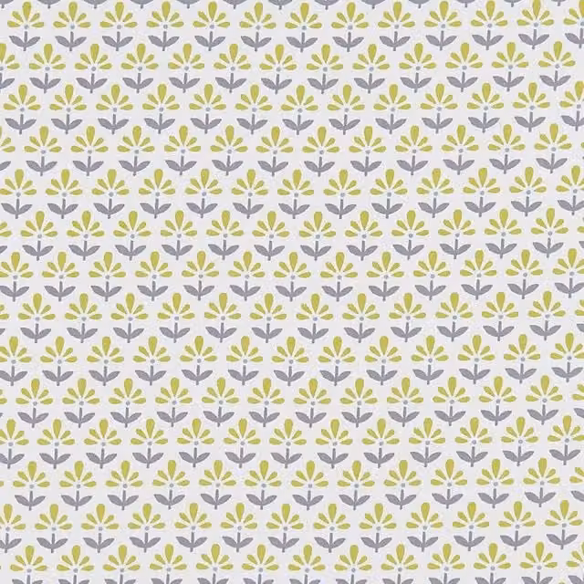 Clarke & Clarke Fleur Floral Cotton Fabric in Chartreuse, Charcoal and Multicolour
