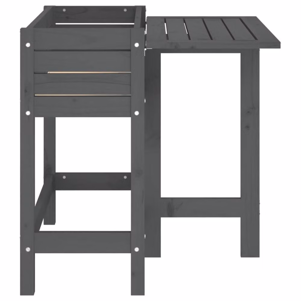 Berkfield Home Garden Planter with Folding Tabletop in Grey Solid Wood Pine, W/D/H: 73.0 x 75.0 x 84.0 cm – 5