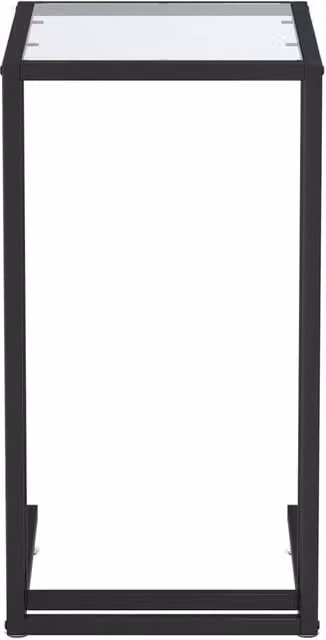 Berkfield Home Modern Transparent Computer Side Table with Tempered Glass and Metal Sled Base, W/D/H: 50 x 35 x 65 cm