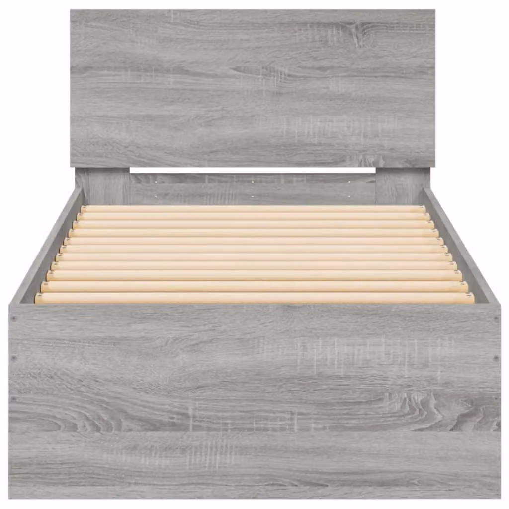 Berkfield Home Single Bed Frame with Headboard in Grey Sonoma, Engineered Wood, W/D/H: 90 x 190 cm – 2