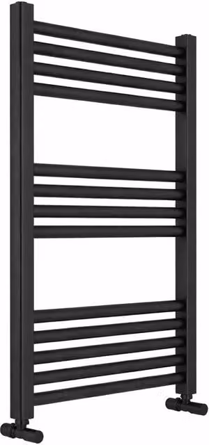 Bathroom Kingdom Omata Straight Heated Towel Rail in Gunmetal Grey and Black, W: 50 cm, H: 120 cm