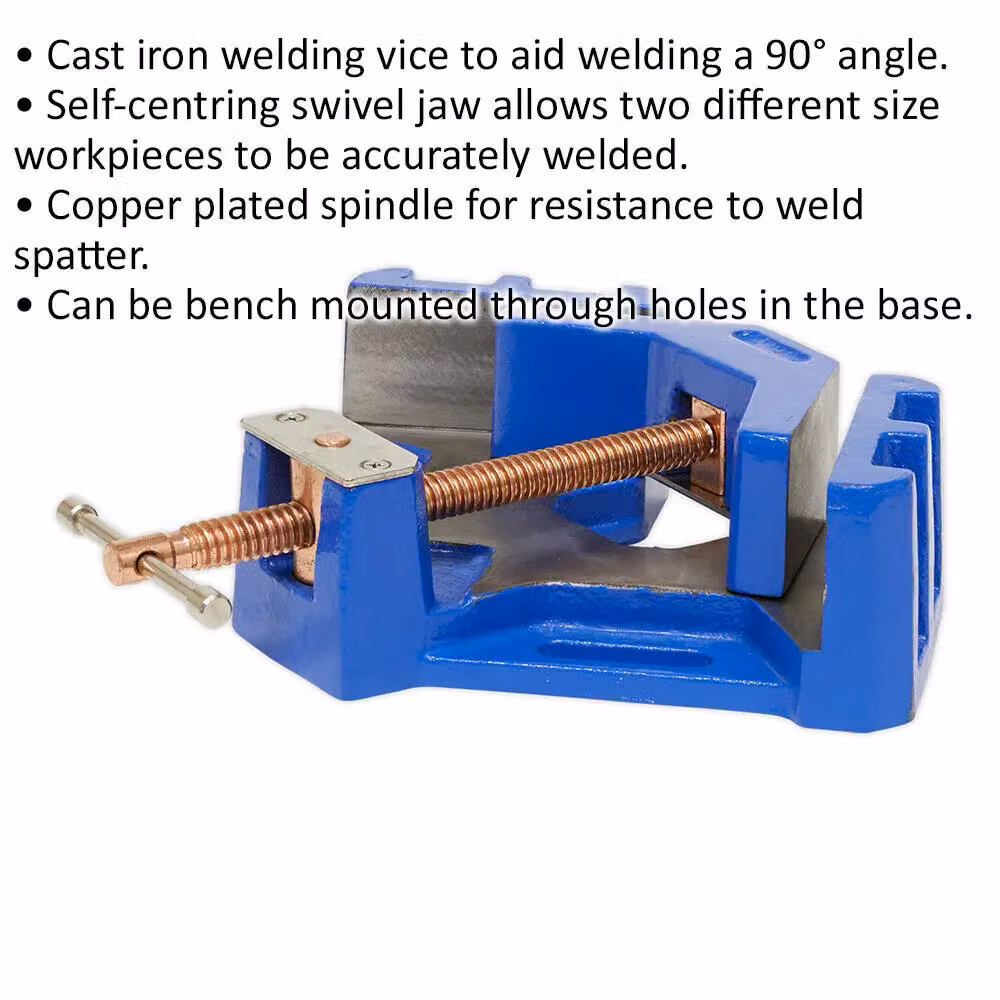 Loops 215mm Welding Vice with Self-Centring Swivel Jaw and 90 Degree Angle Welding Aid in Blue and Multicolour Cast Iron – 2