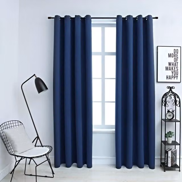 Berkfield Home Blue Blackout Curtains with Eyelets, 2 Pack, W: 140 cm, H: 245 cm