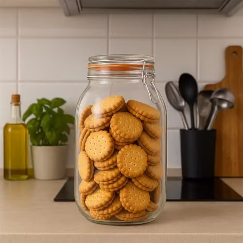 Argon Tableware Set of 3 Transparent Glass Storage Jars with Airtight Stainless Steel Clip Lids, 3L – 4