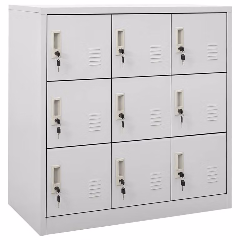 Berkfield Home Modern Metal Locker Cabinet in Matt Grey, W/D/H: 90 x 45 x 92.5 cm