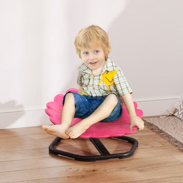 AIYAPLAY Flower-Shaped Sensory Spinning Chair for Children in Pink