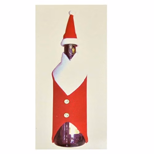 Shatchi Santa Suit Christmas Wine Bottle Cover in Red and White