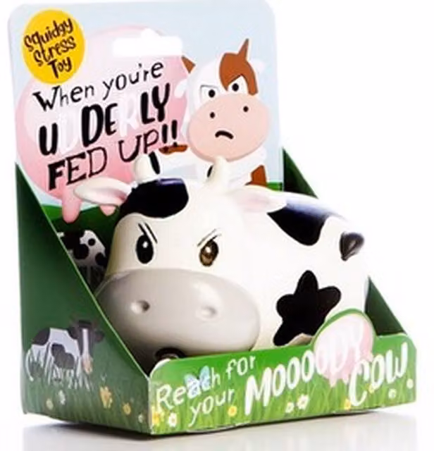 Boxer Gifts Moody Cow Sensory Stress Toy in White