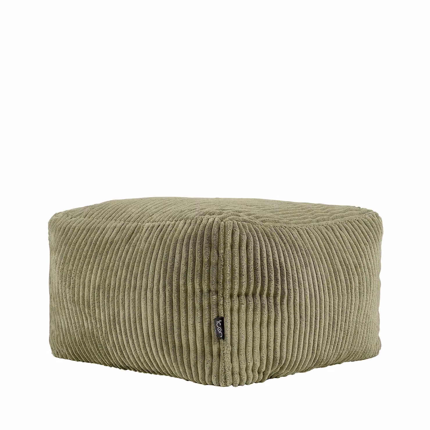 icon Amara Small Corduroy Bean Bag Footstool with Filling, Green, W/D/H: 40 x 40 x 24 cm – 2