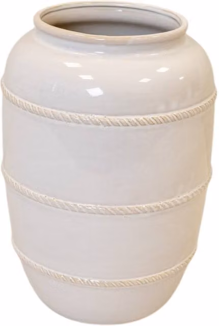 Four Candle Large Rustic Ceramic Tabletop Vase in Beige and White, H: 29.0 cm, W: 20.0 cm, D: 20.0 cm