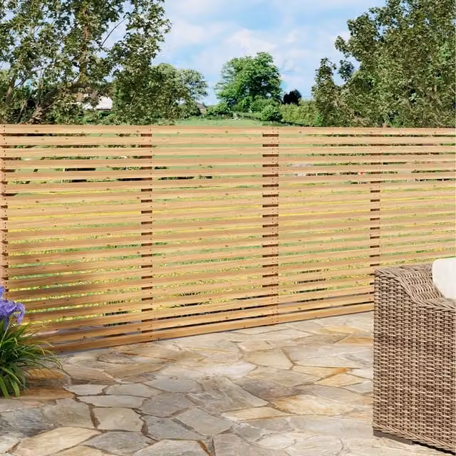 Lifeideas Untreated Wooden Garden Privacy Fence, Yellow, H: 180 cm, W: 120 cm