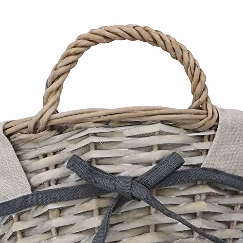 JVL Arianna Oval Willow Storage Basket, Grey, W: 28.0 cm, D: 12.0 cm, H: 9.0 cm – 3