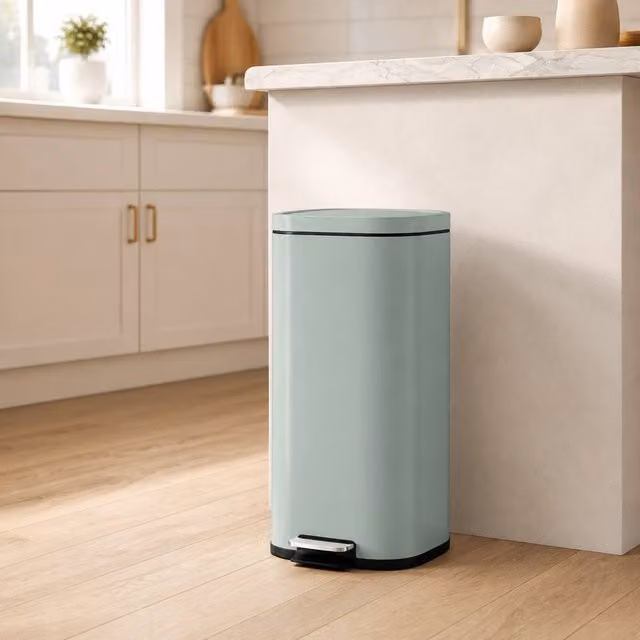 STILVORA 30L Green Metal Pedal Kitchen Bin with Soft-Close Lid and Removable Inner Bucket – 1
