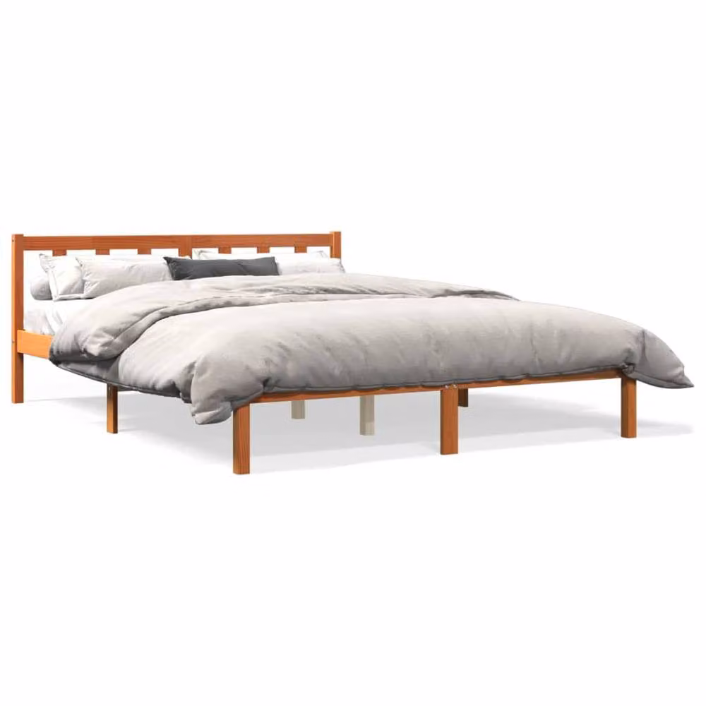 Berkfield Home Solid Wood Pine Bed Frame in Wax Brown, W: 160 cm, L: 200 cm – 2