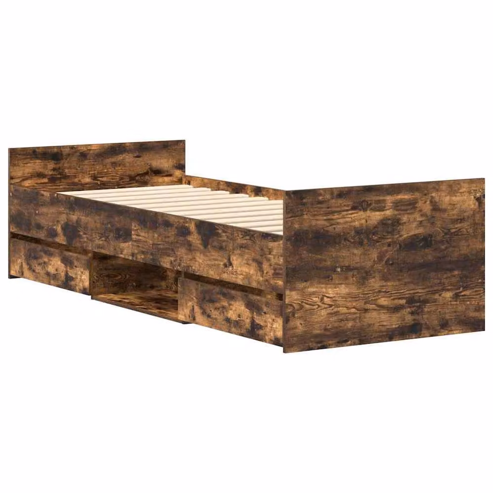 Berkfield Home Single Bed Frame with Headboard, Footboard and Drawers in Smoked Oak Brown, W/D/H: 90 x 190 cm – 3