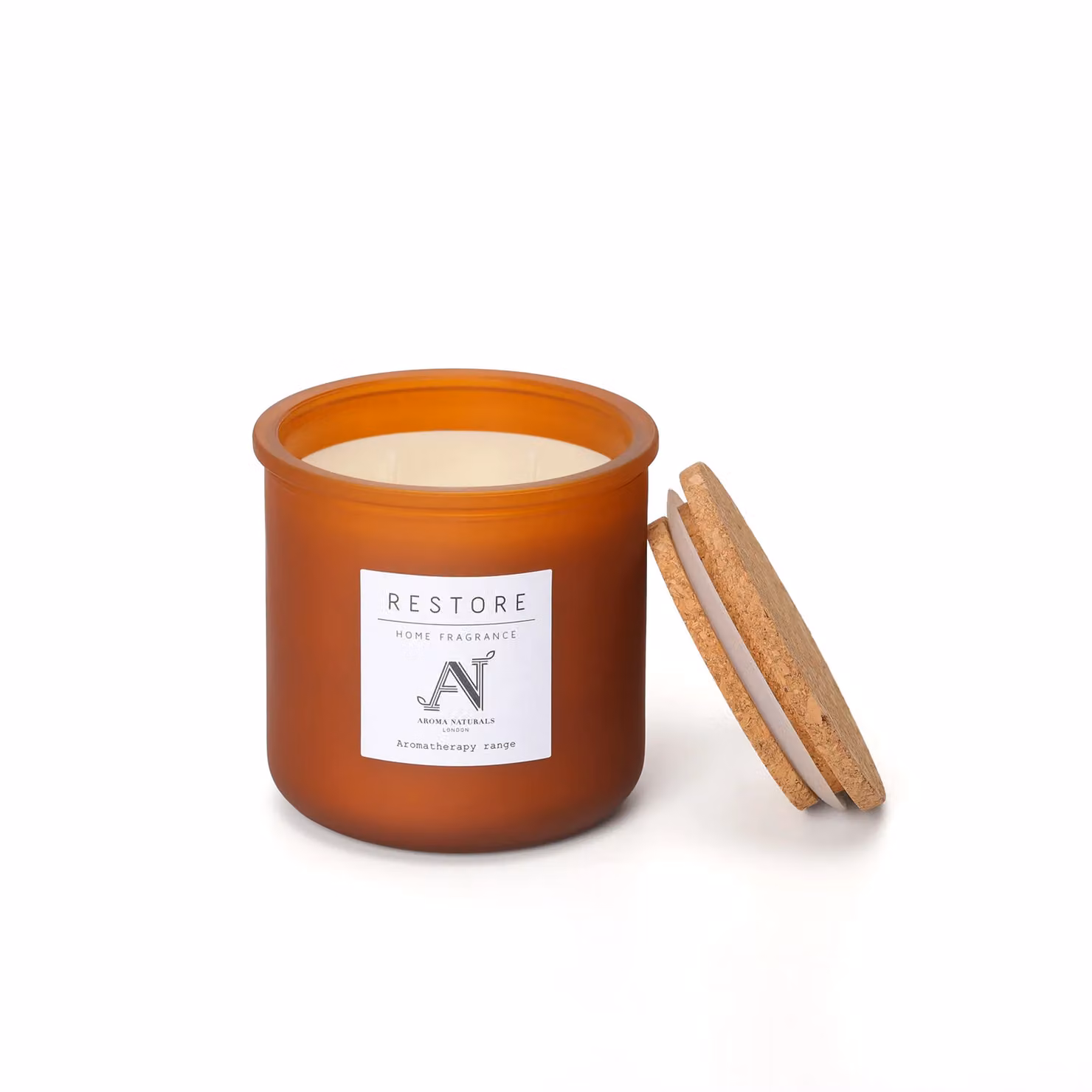 Aroma Naturals Restore Scented Candle with Eucalyptus and Saffron in a Brown Glass Jar, 240g – 2