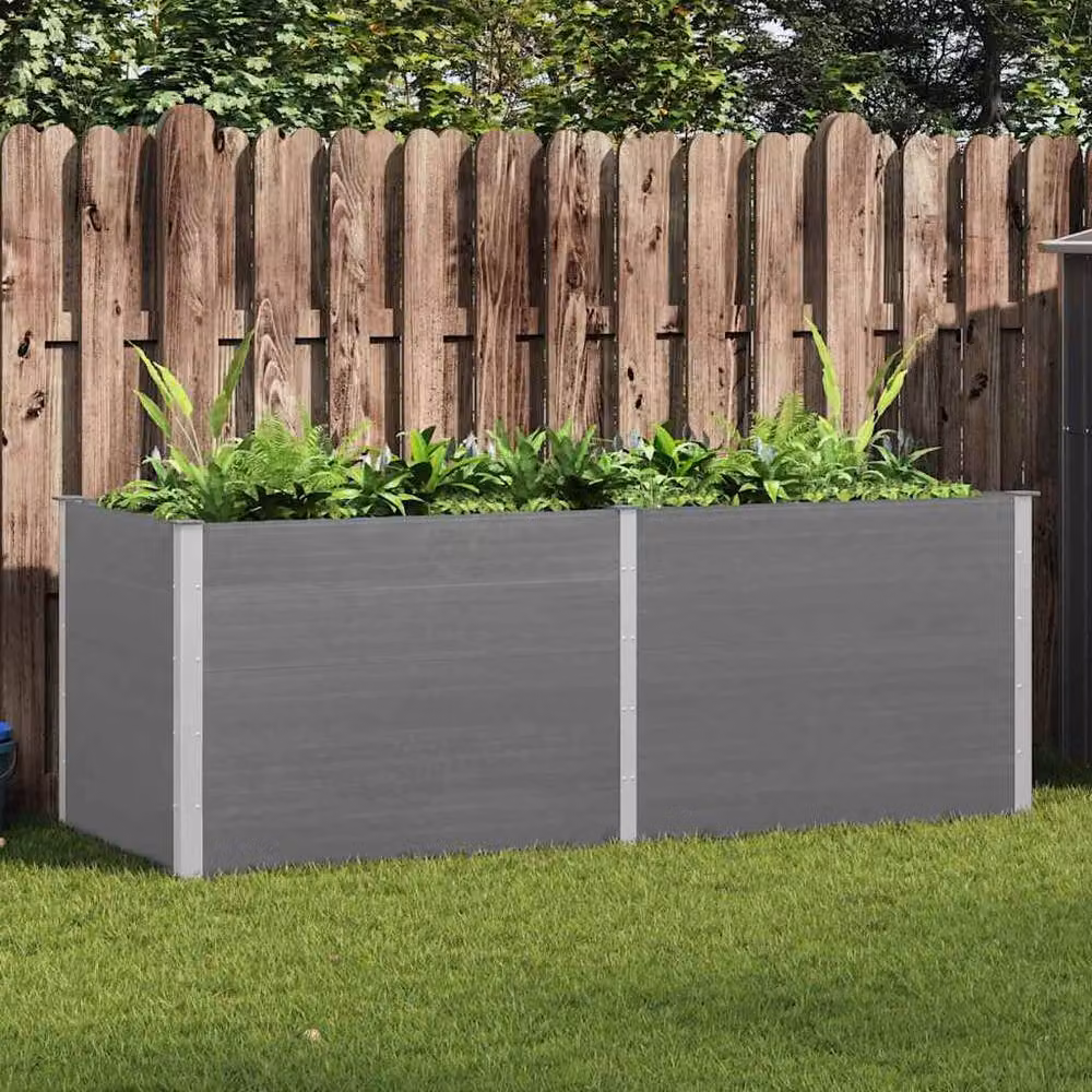 Berkfield Home Garden Grey WPC and Steel Raised Bed, W: 250 cm, D: 100 cm, H: 91 cm – 2