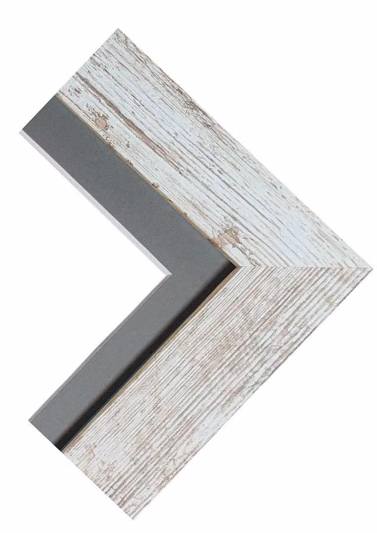 Frames & Mirrors 4U Metro Modern Rectangular Picture Frame in Distressed White with Dark Grey Mount for A2 Images – 2