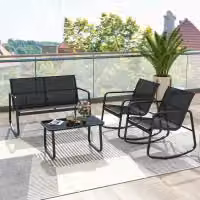 Costway 4 Piece Black Outdoor Patio Rocking Chair and Conversation Set – 2