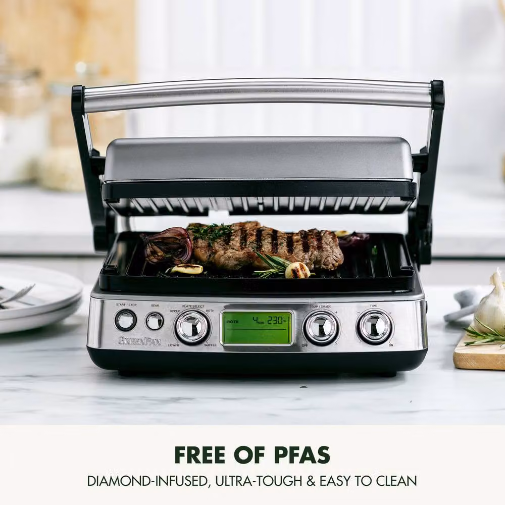 GreenPan Elite 6-in-1 Grill with Ceramic Non-Stick Coating in Silver – 2