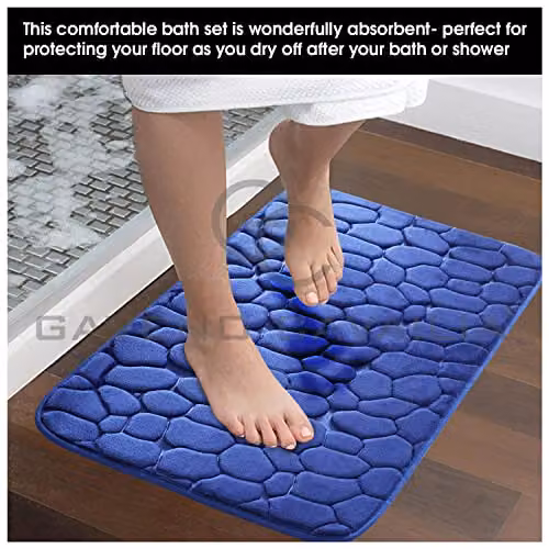 Gaveno Cavailia 2 Piece Pebble Memory Foam Bath Set in Red and Royal Blue, W/D/H: 80 x 50 x 30 cm – 5