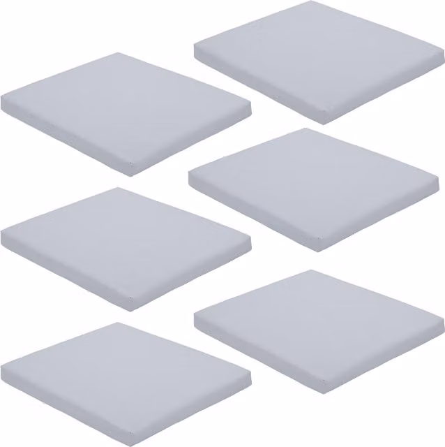 Gardenista Set of 6 Modern Square Outdoor Garden Chair Cushions in Grey, Weatherproof and Water Repellent