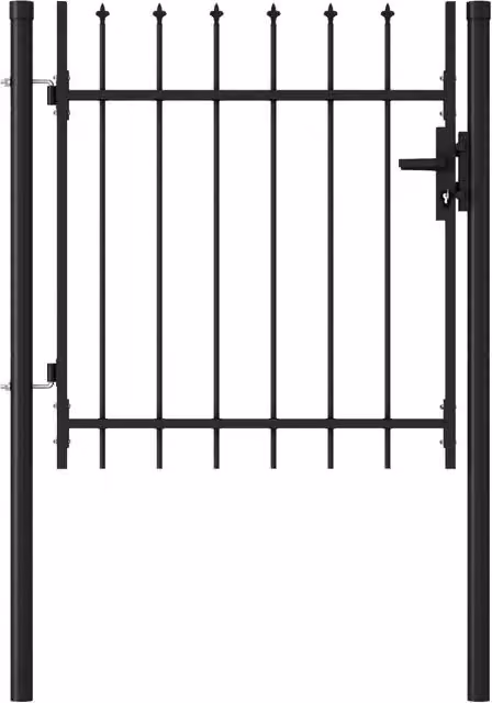 Berkfield Home Single Door Steel Fence Gate with Spike Top, Black, W: 100 cm, H: 100 cm – 1