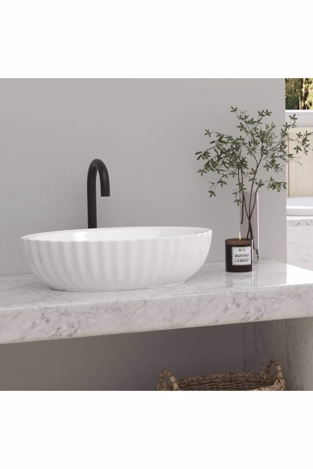 Living and Home Artistic Oval Ceramic Countertop Vessel Vanity Sink in White – 2