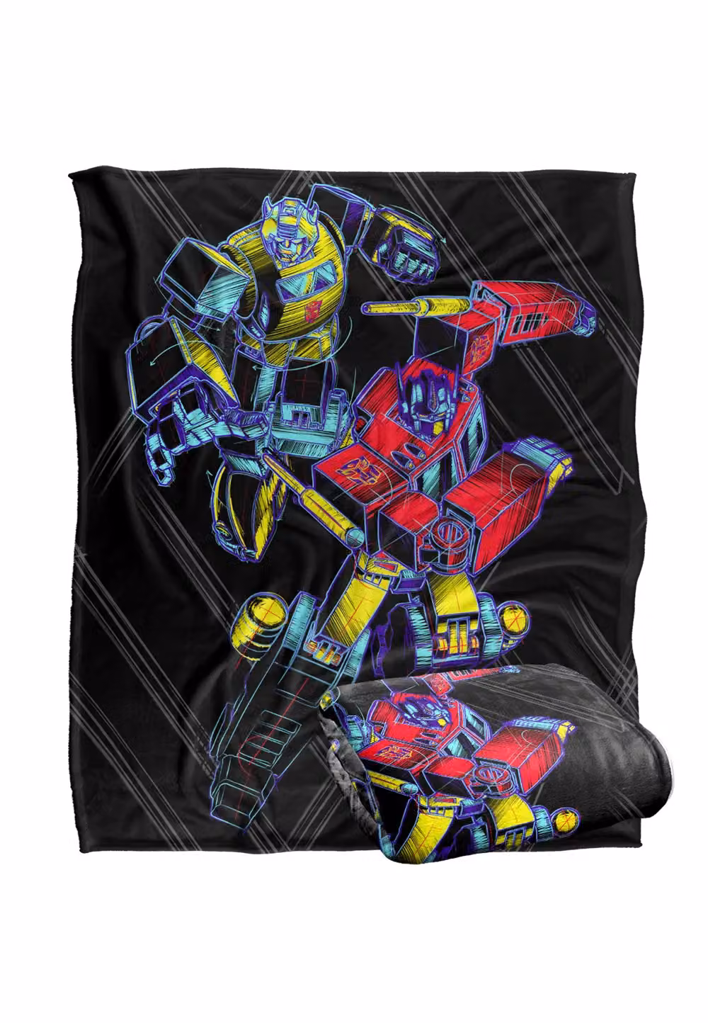 LOGOVISION Transformers Sketchy Optimus and Bumblebee Super Soft Fleece Throw Blanket, White, W: 152 cm, D: 127 cm – 7