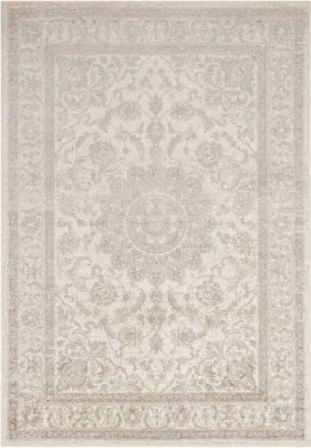 THE RUGS Velvet Orient Tabris Oriental Medallion Rug in Cream, Grey and Beige, W/D/H: 160 x 230 cm