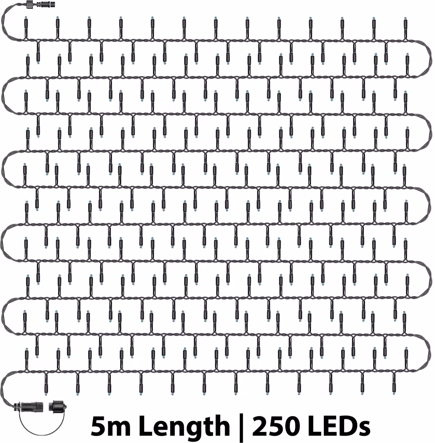 Xmas Haus Colour Changing LED Cluster Lights, 250 LED, 5m, Black Rubber, IP65, Multicolour – 2