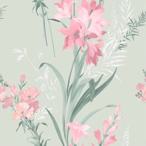 Belgravia Decor Thalia Floral Botanical Themed Wallpaper in Sage Green – 1