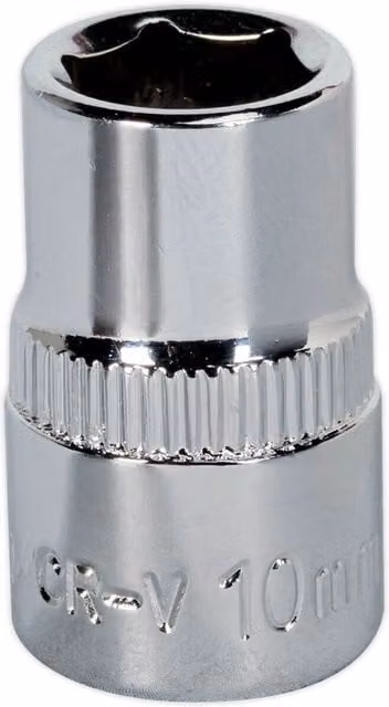 Loops 10mm Forged Steel Drive Socket with 3/8 inch Square Drive in Silver Chrome Vanadium