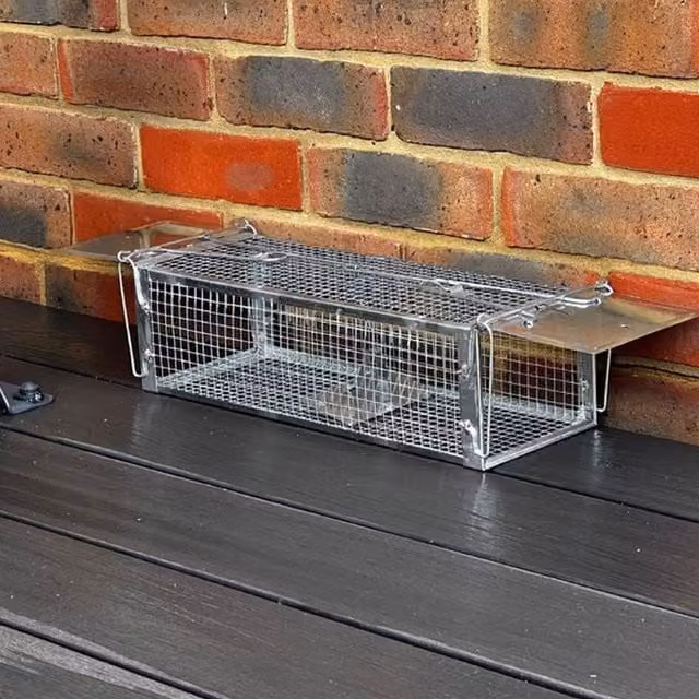 Livingandhome Dual-Entry Humane Metal Rodent Trap Cage in Silver