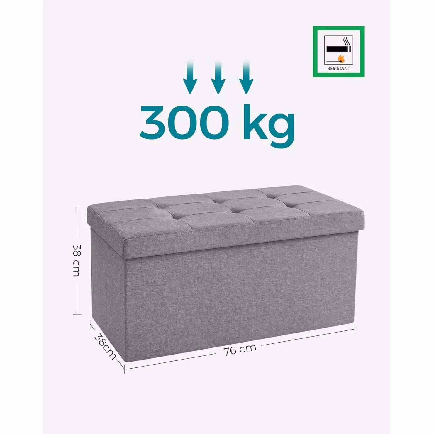 SONGMICS Medium Storage Ottoman Bench in Light Grey – 3