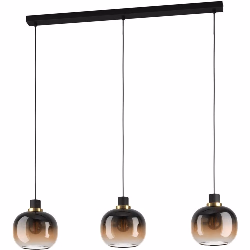Loops Modern Black and Brass Glass Sphere Pendant Light – 3