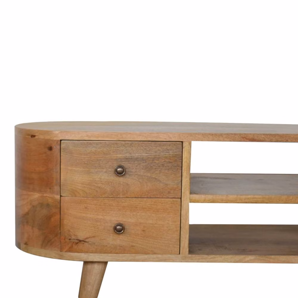 Wyld Haus Padua Round Mango Wood TV Unit with 4 Drawers in Brown – 3