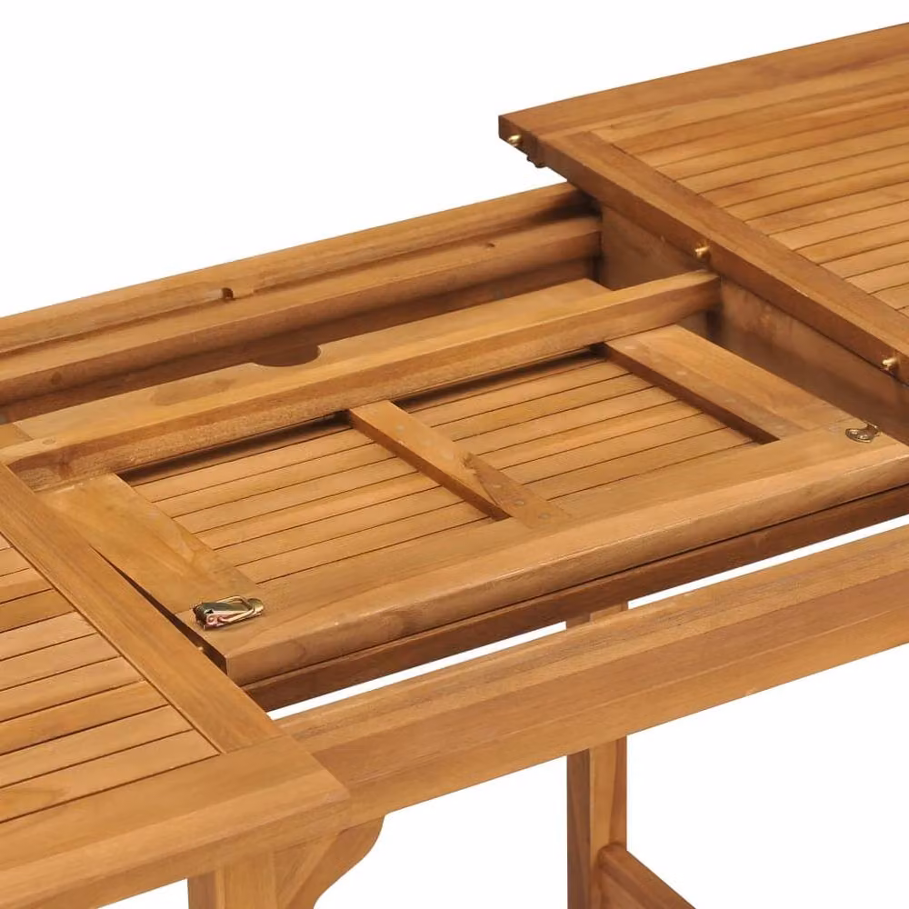 Berkfield Home Extendable Rectangular Garden Table in Brown Solid Teak Wood, W: 80 cm, D: 110-160 cm, H: 75 cm – 2
