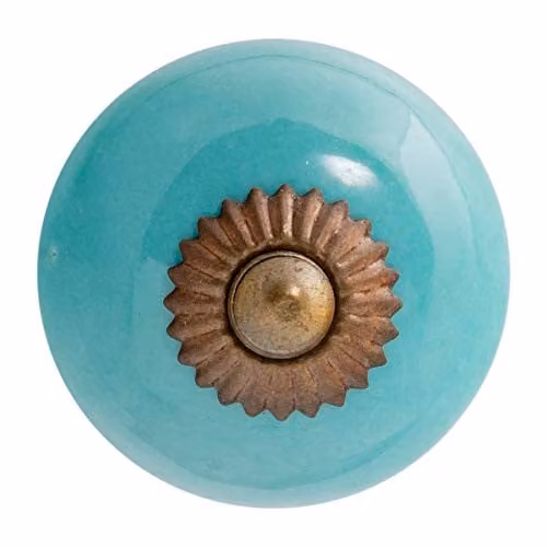 Nicola Spring Polished Turquoise Ceramic Cabinet Knobs, Pack of 6