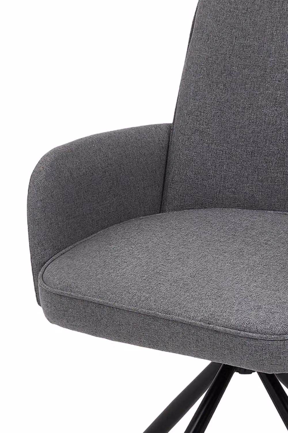 Living and Home Grey Linen Modern Swivel Tub Chair with Armrests and Black Legs – 3