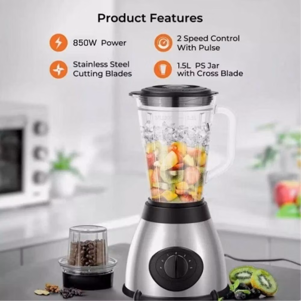 VOGREX 850W Silver Food Blender, Juicer, Mixer Grinder and Smoothie Maker with 1.5 l Capacity – 4