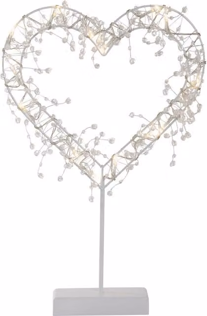 Heart Light LED Table Lamp in White Metal