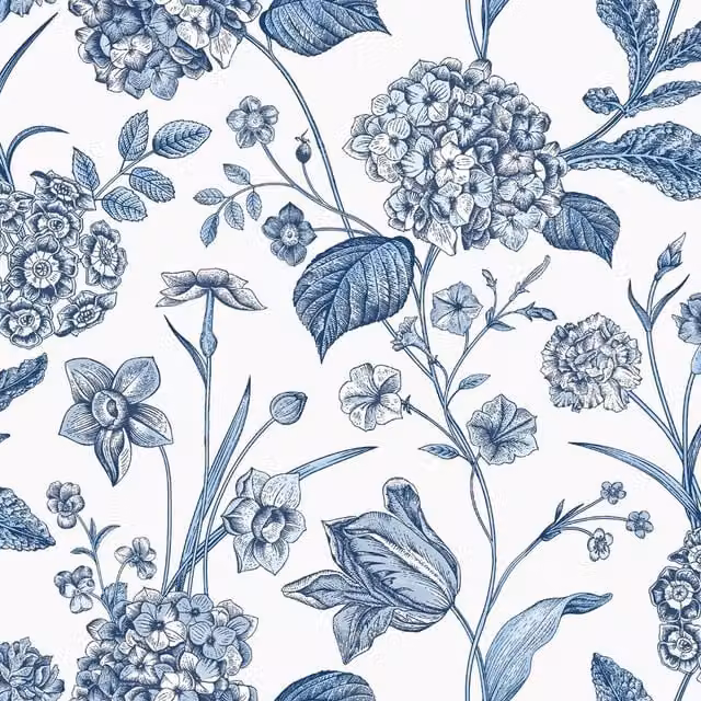 Rasch Amelie Hydrangea Floral Botanical Wallpaper in Blue – 1