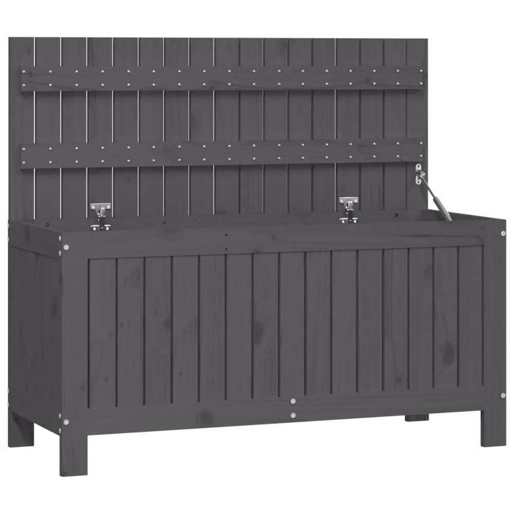 Berkfield Home Garden Storage Box in Grey Solid Pine Wood, W/D/H: 115 x 49 x 60 cm – 2